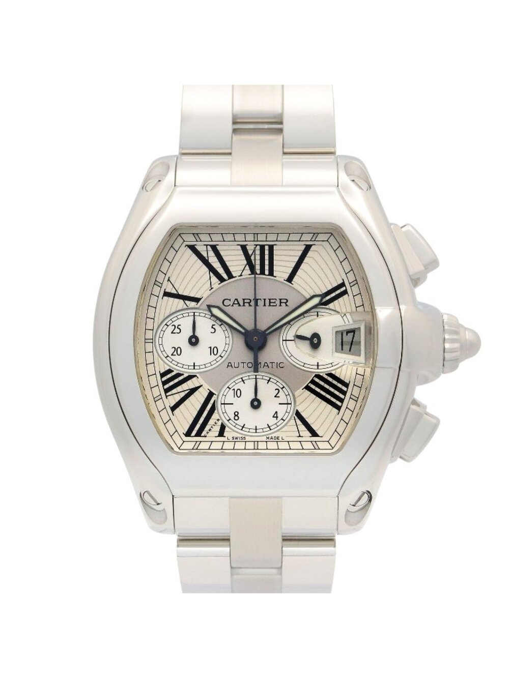 Cartier Watch Roadster Chronograph Silver Stainless Steel
